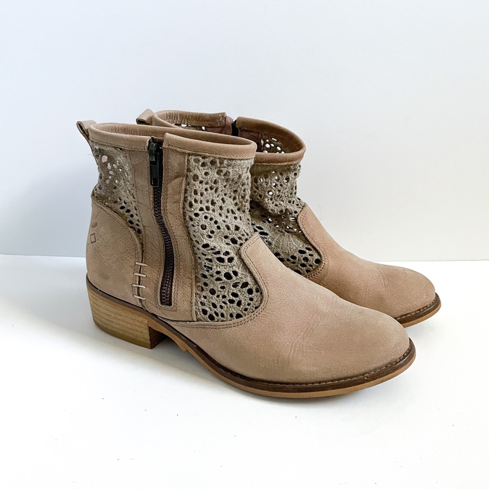 Musse & Cloud Suede Side Zipper Ankle Boots with textile
